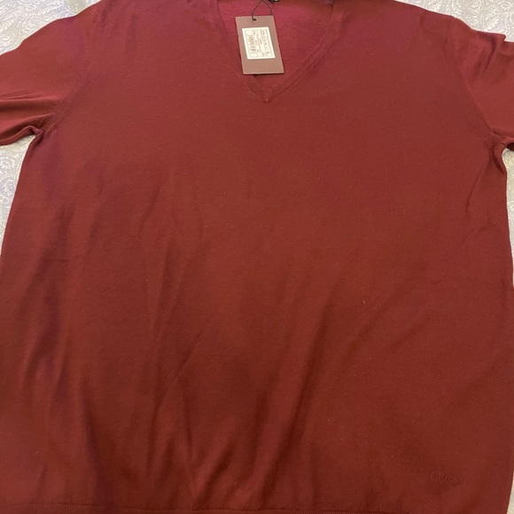 Gucci Men's V neck Wool Sweater Burgundy Size XL - Picture 6 of 9